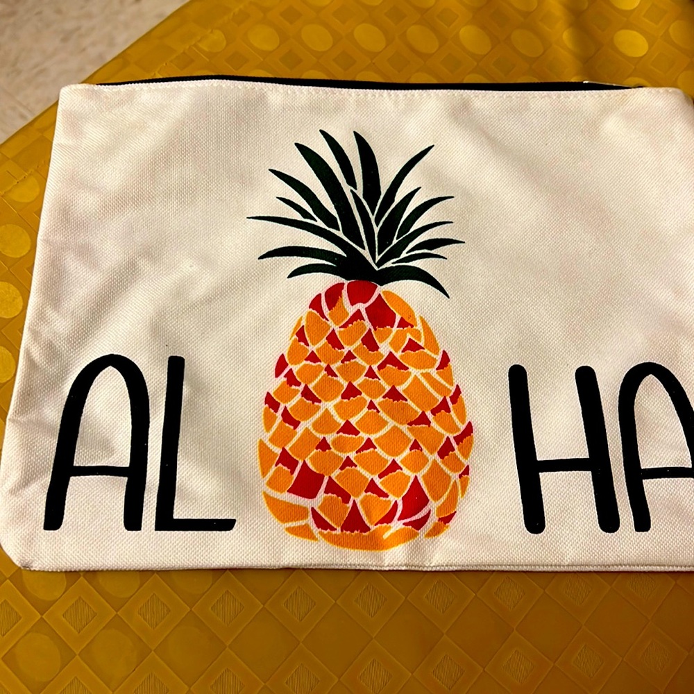 Aloha Pineapple Canvas Cosmetic and Makeup Bag